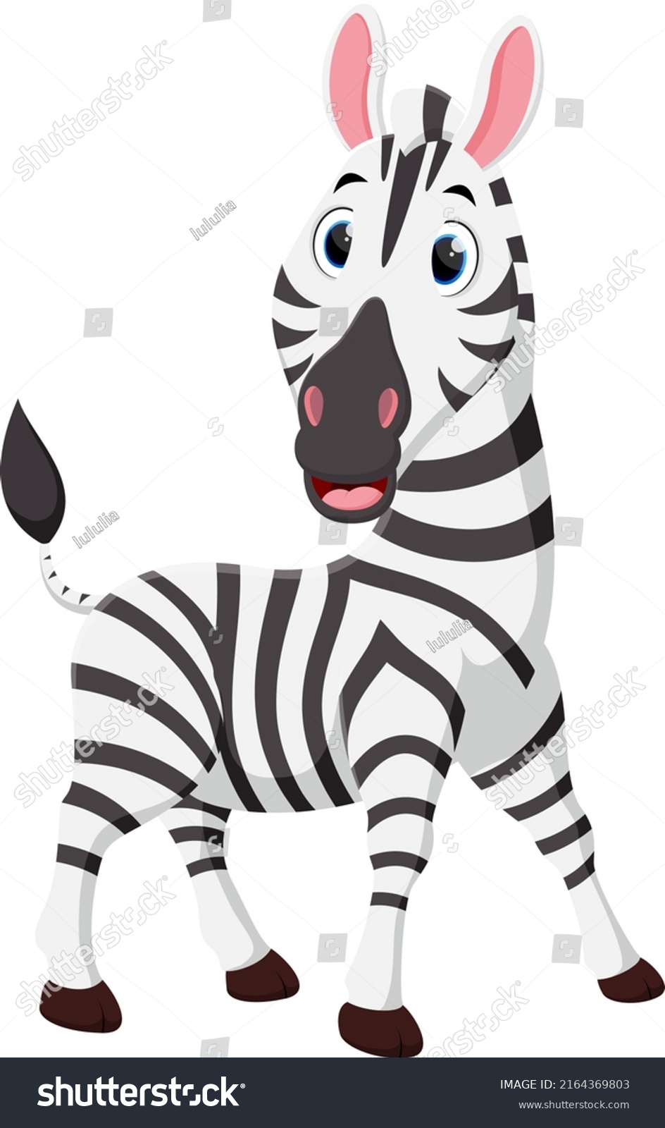 Happy Zebra Cartoon Isolated On White Stock Illustration 2164369803 ...