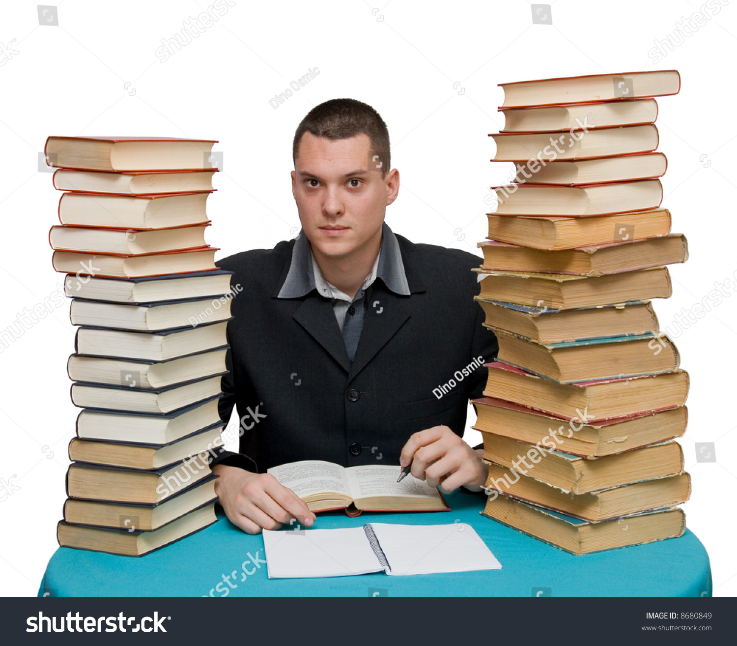 Hard Working Man With Books Isolated Stock Photo 8680849 : Shutterstock