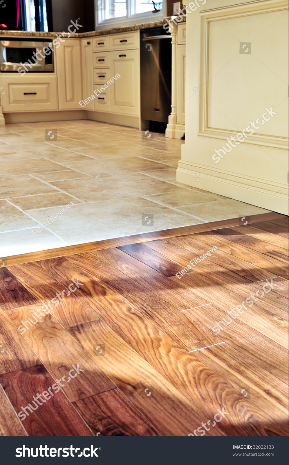 Hardwood Tile Floor Residential Home Kitchen Stock Photo Edit Now 32022133