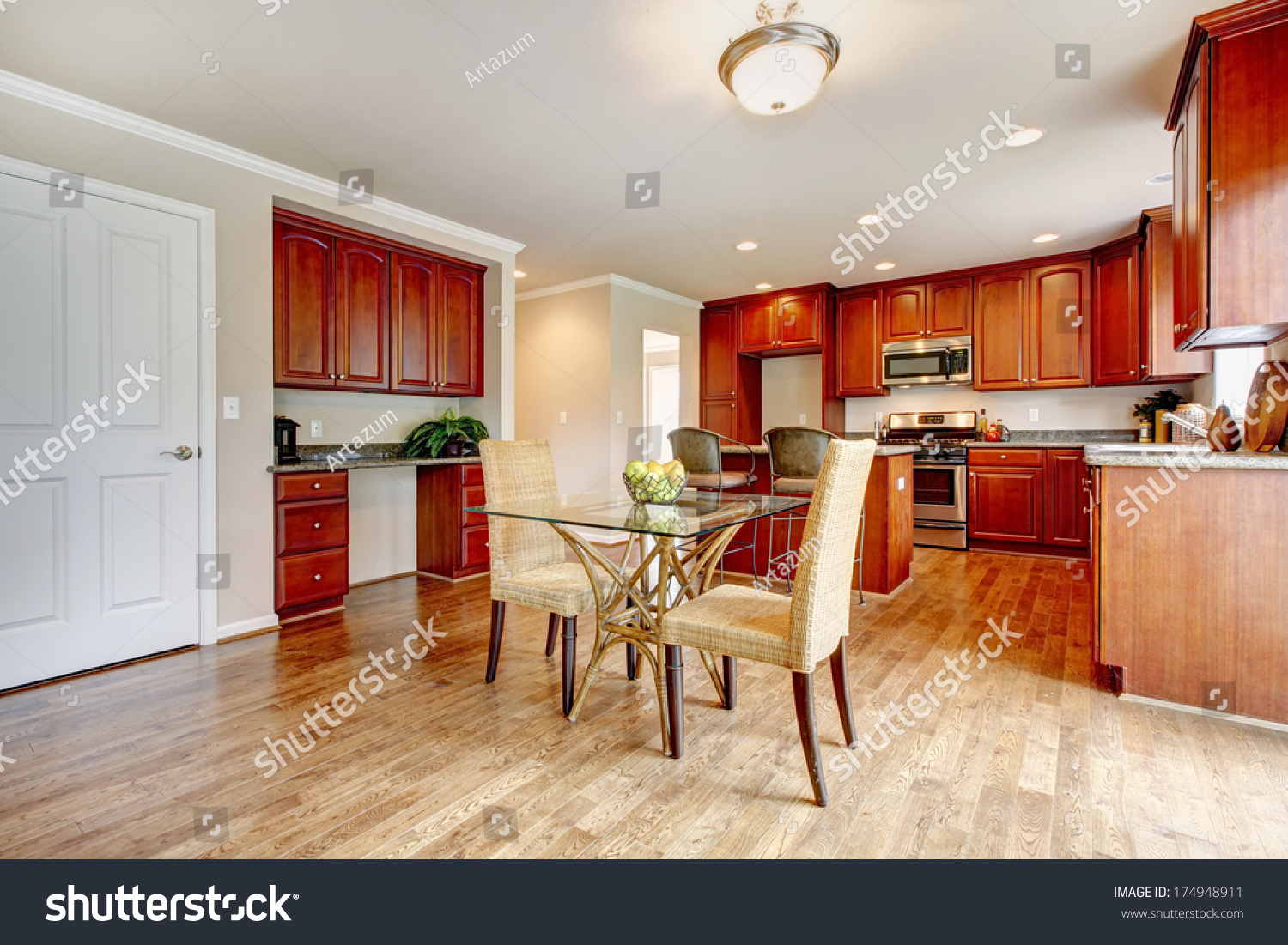Hardwood Floor Big Kitchen Room Cherry Stock Photo Edit Now 174948911