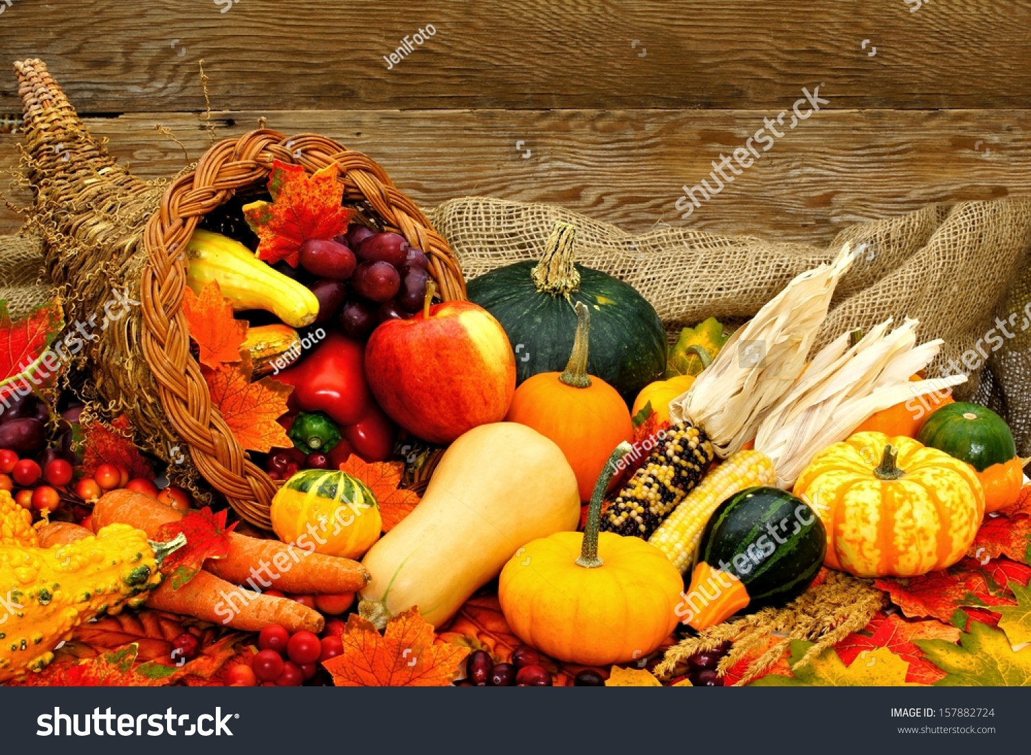 Harvest Thanksgiving Cornucopia Filled Vegetables Against Stock Photo ...