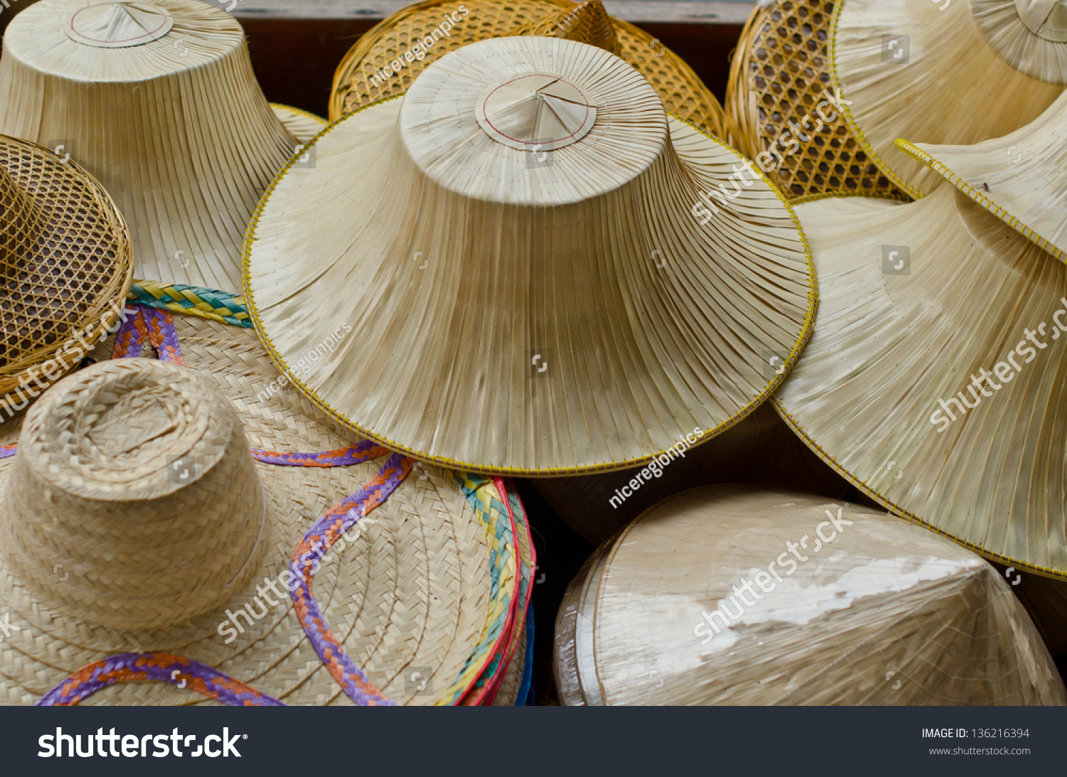 Hats Made Palm Leaves Bamboo Countryside Stock Photo Edit Now