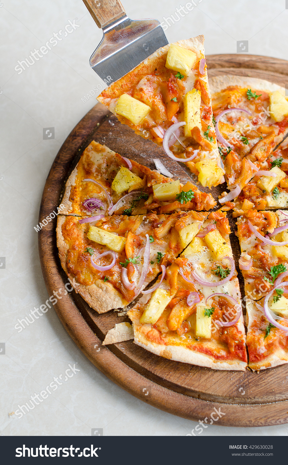 Hawaiian Chicken Bbq Italian Pizza On Stock Photo Edit Now 429630028