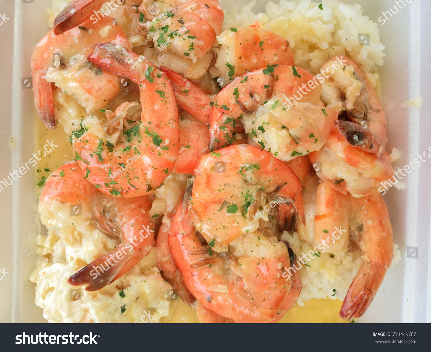 Hawaiian Shrimp Plate Lunch Garlic Butter Stock Photo Edit Now 774449767