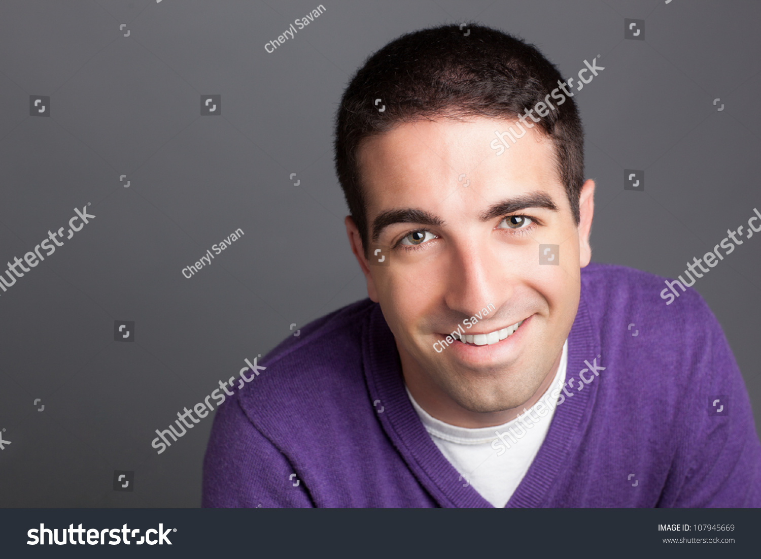 Head Shot Handsome Guy Wearing Purple Stock Photo Edit Now 107945669