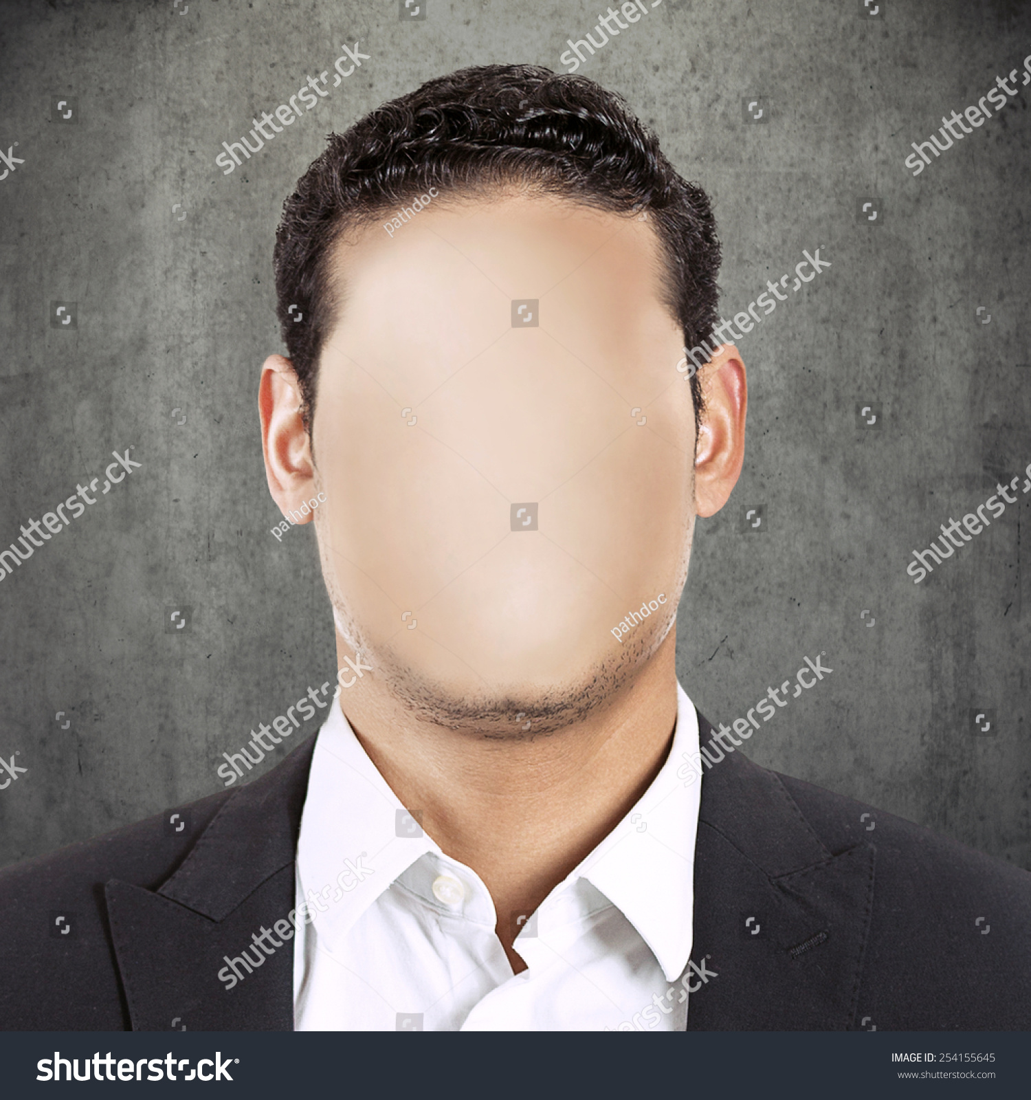 Headshot Faceless Man Isolated On Grey Stock Photo 254155645 - Shutterstock