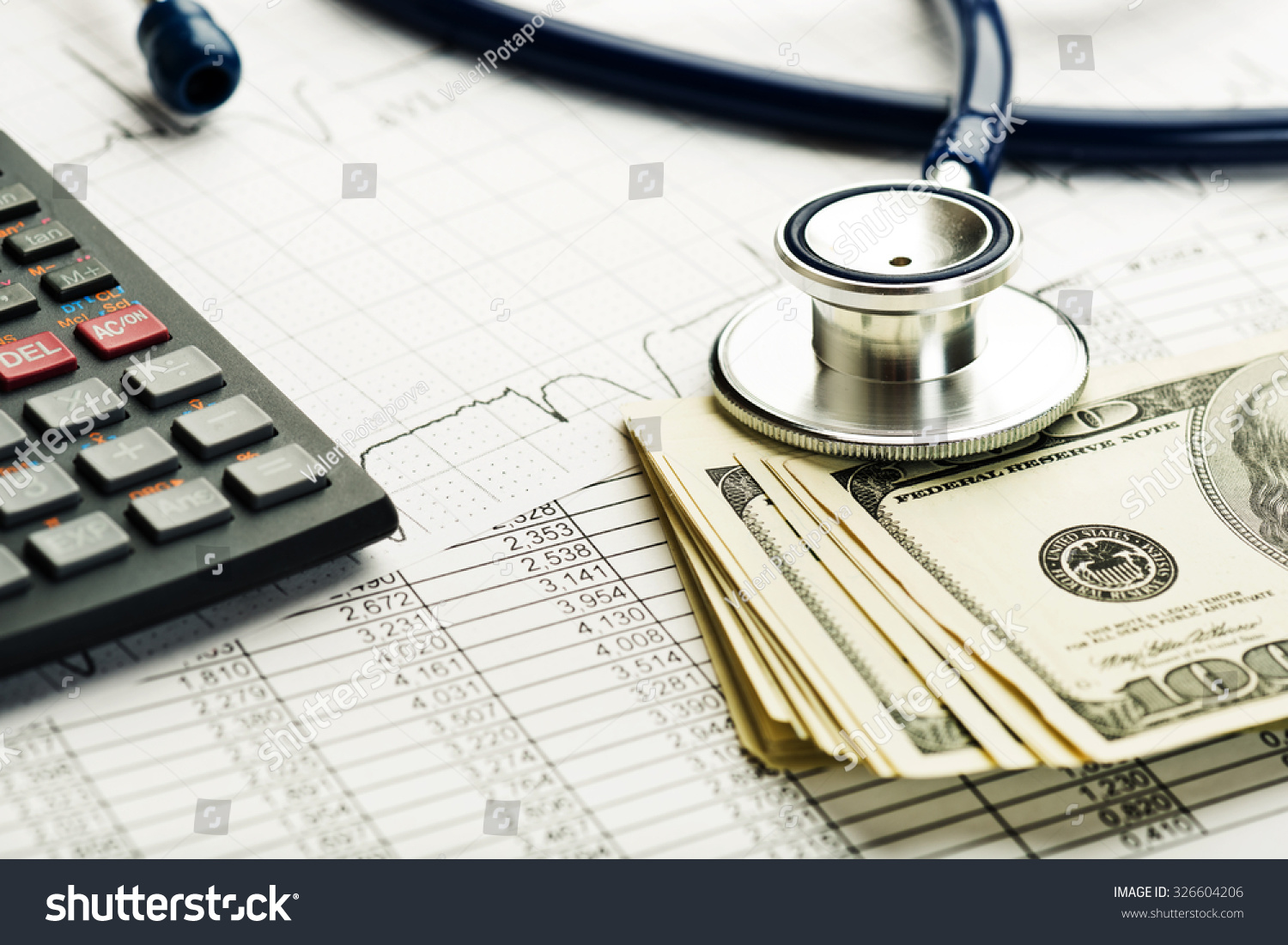 Stethoscope And Calculator Symbol For Health Care Costs ...