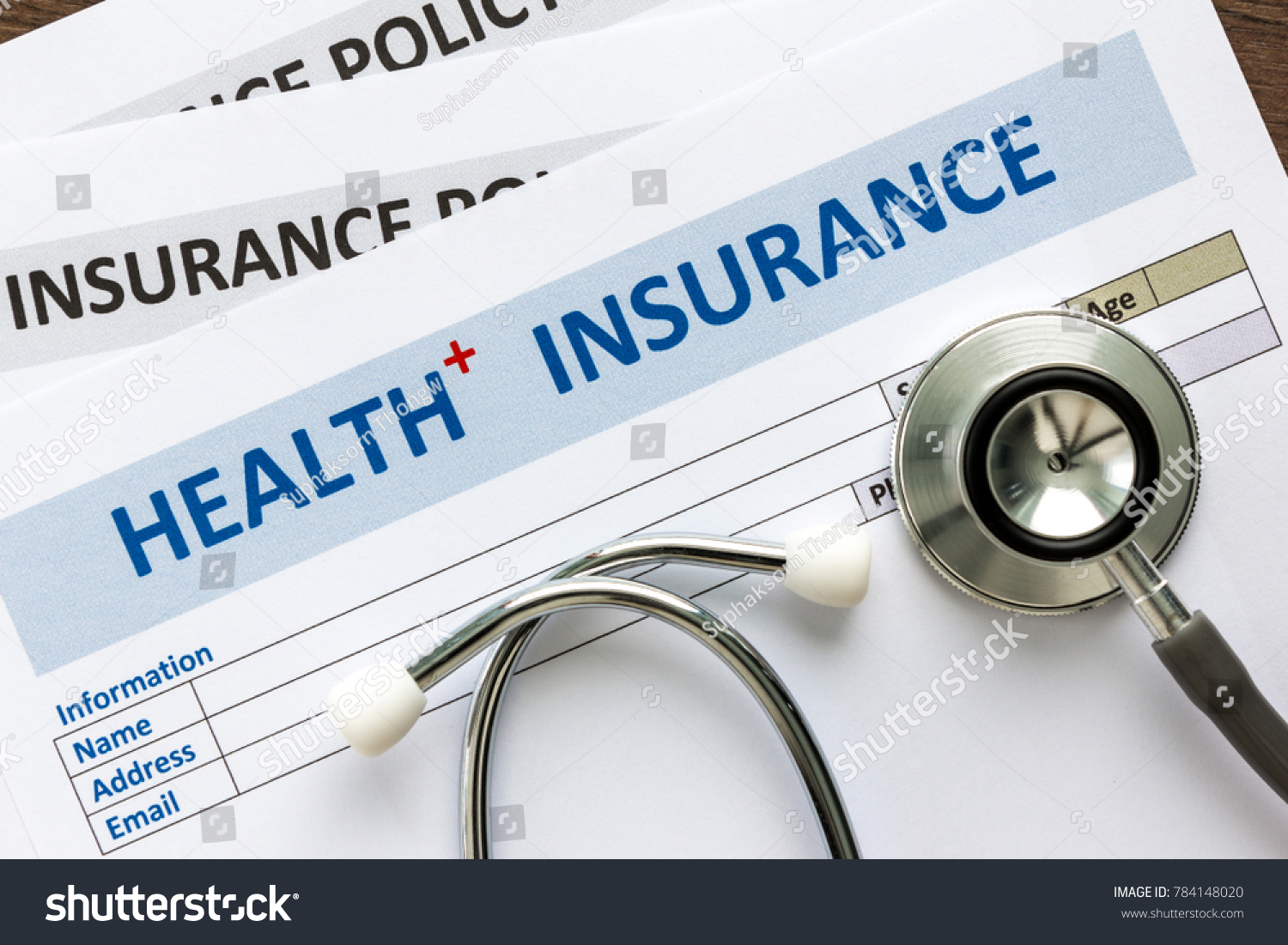 Health Insurance Form Stethoscope Top View Stock Photo (Edit Now) 784148020