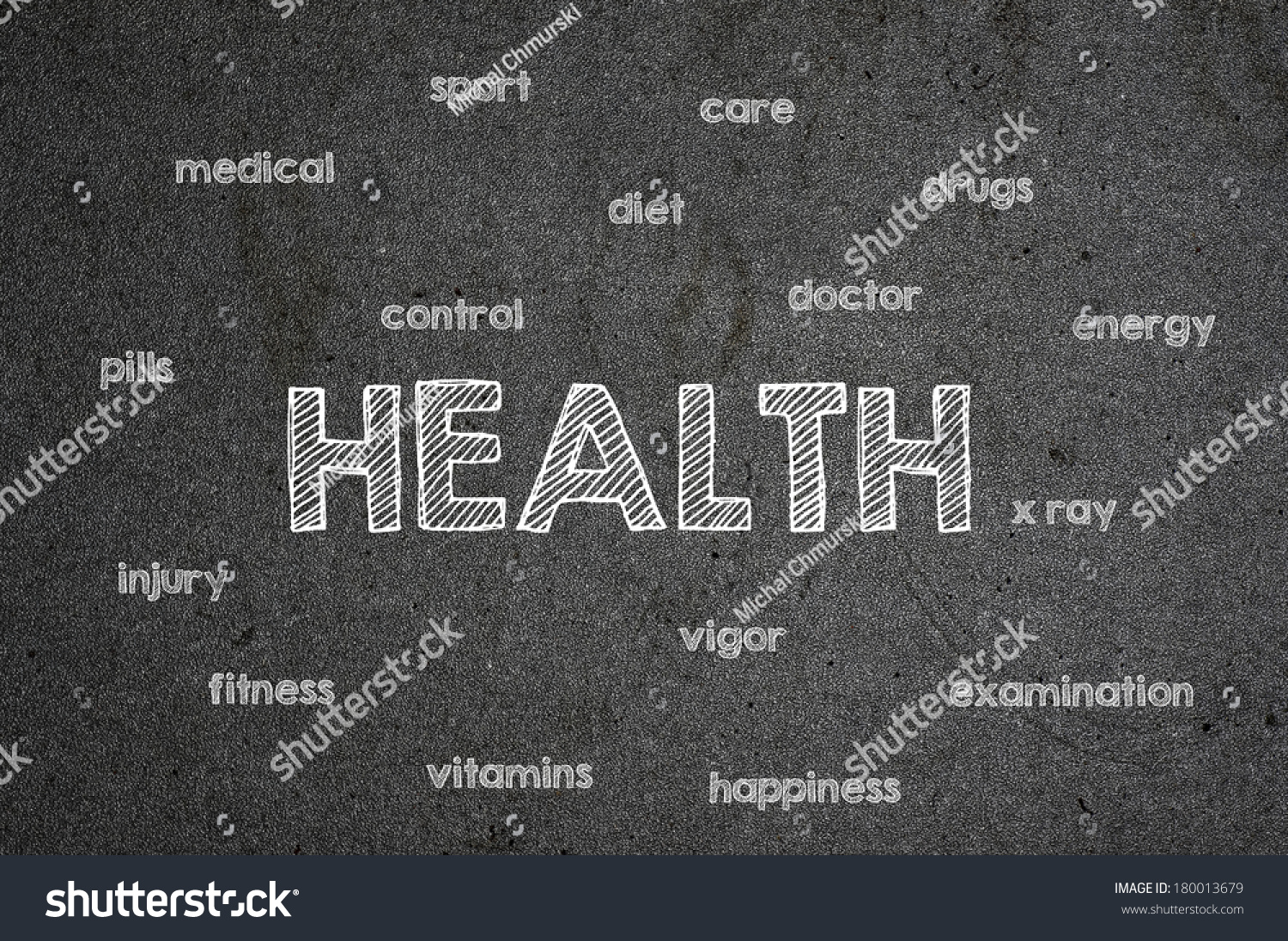 Health Word Collage Written On A Chalkboard Stock Photo 180013679 ...