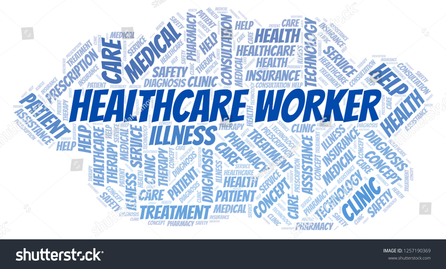 Healthcare Worker Word Cloud Stock Illustration 1257190369 | Shutterstock