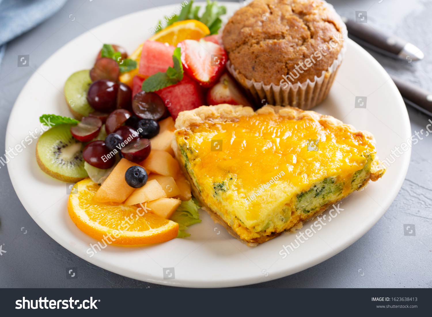 healthy-filling-breakfast-quiche-muffin-fruit-stock-photo-1623638413