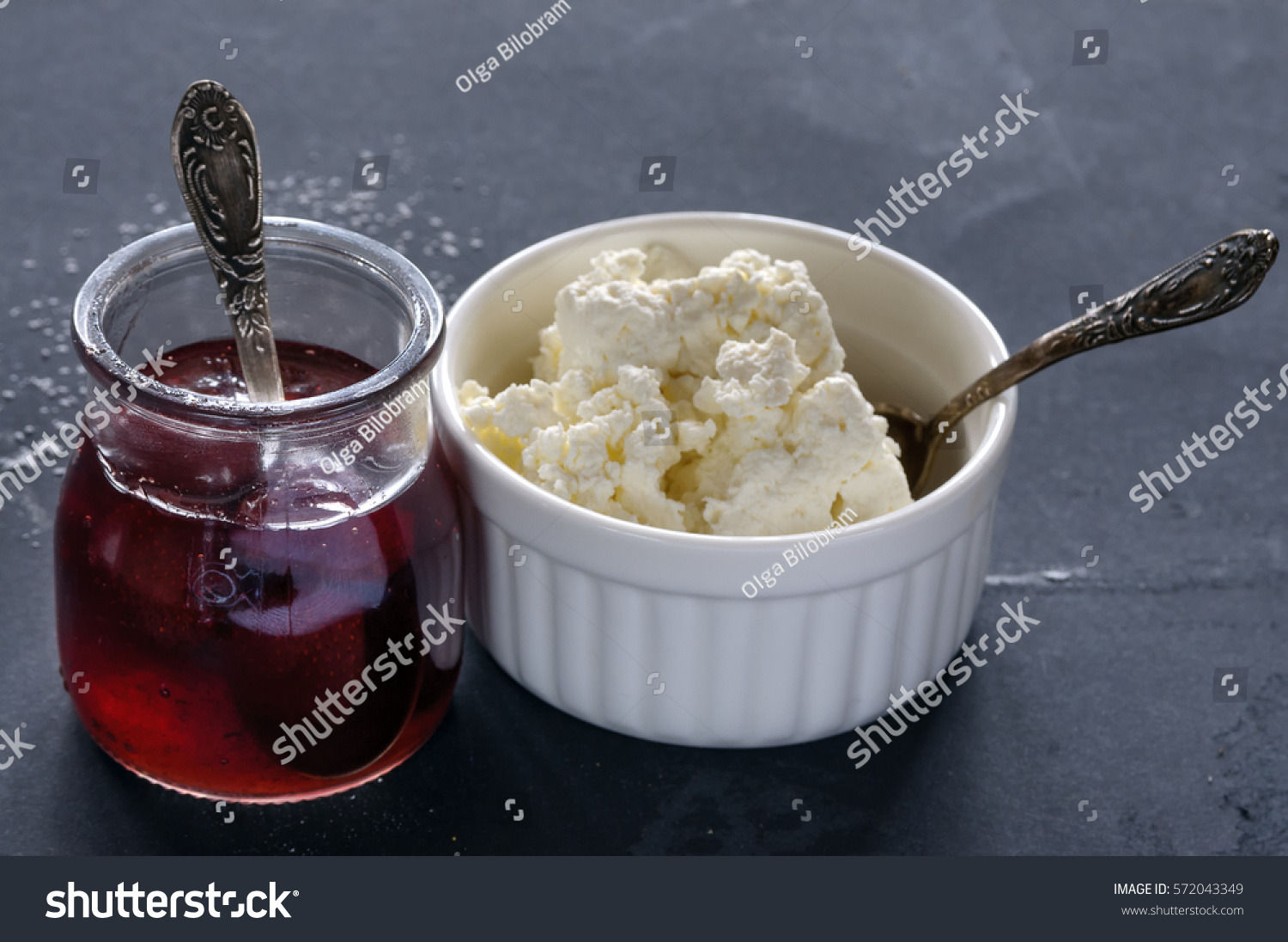 Healthy Breakfast Cottage Cheese Plate Jam Stock Photo Edit Now