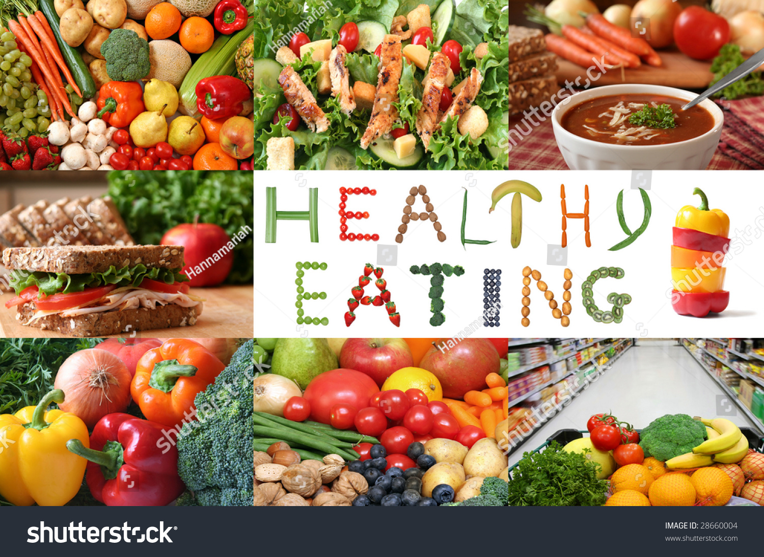 Healthy Eating Collage Lots Fruits Vegetables Stock Photo 28660004 ...