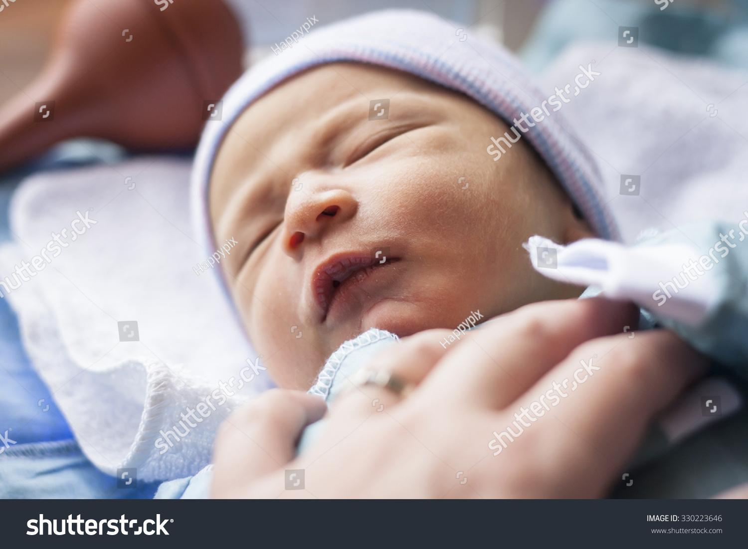 Healthy Newborn Infant Baby Boy Sleeping Stock Photo 330223646 ...