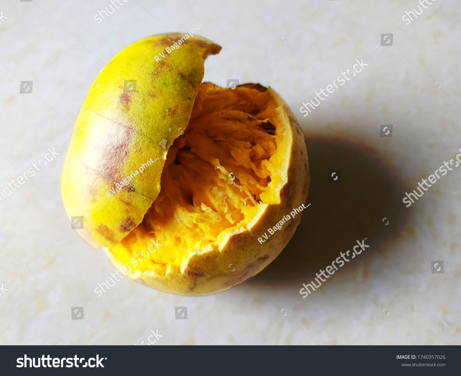 Healthy Yellowish Orange Open Bael Fruit Stock Photo Edit Now