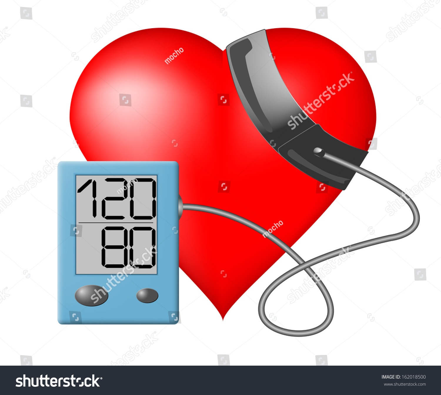 Heart Blood Pressure Monitor On White Stock Illustration 162018500