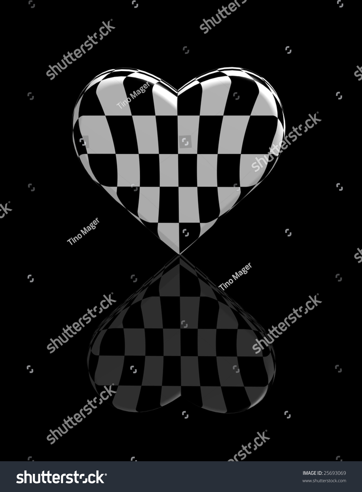 Heart Chess 3d Black-And-White Shot Stock Photo 25693069 : Shutterstock