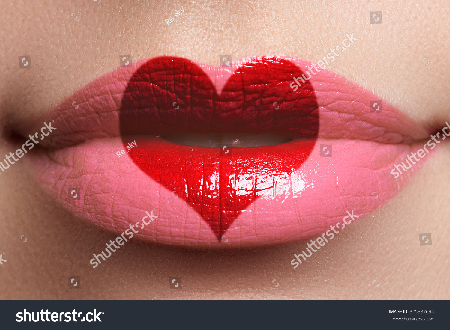 Heart Kiss On Lips Beauty Sexy Stock Photo 325387694 ...