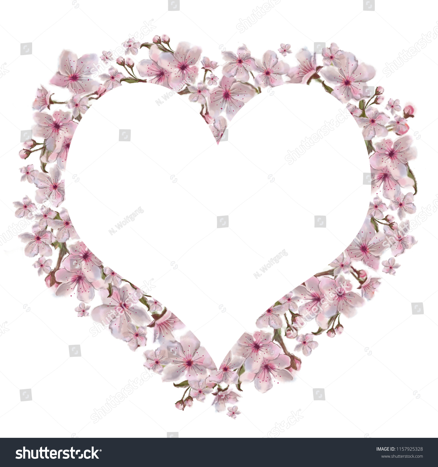 heart shaped template decorated pink spring stock illustration 1157925328