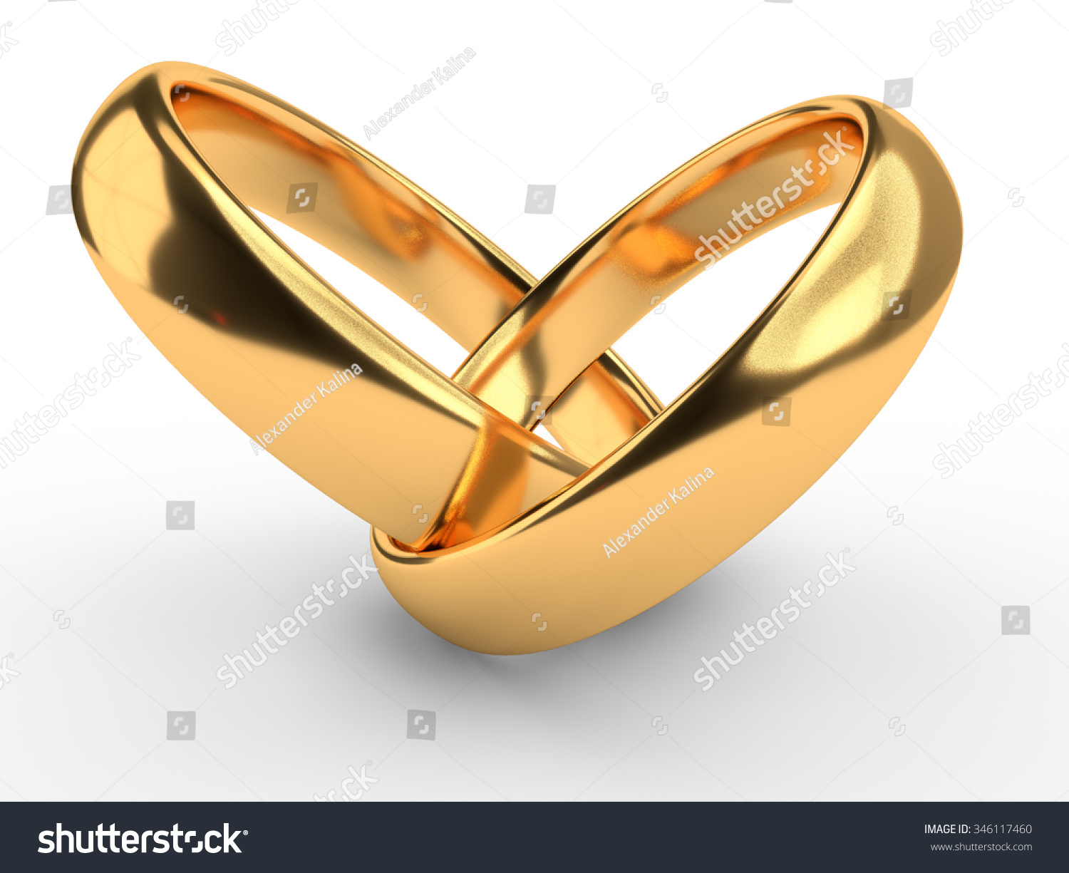 Heart Two Connected  Gold Wedding  Rings  Stock Illustration 