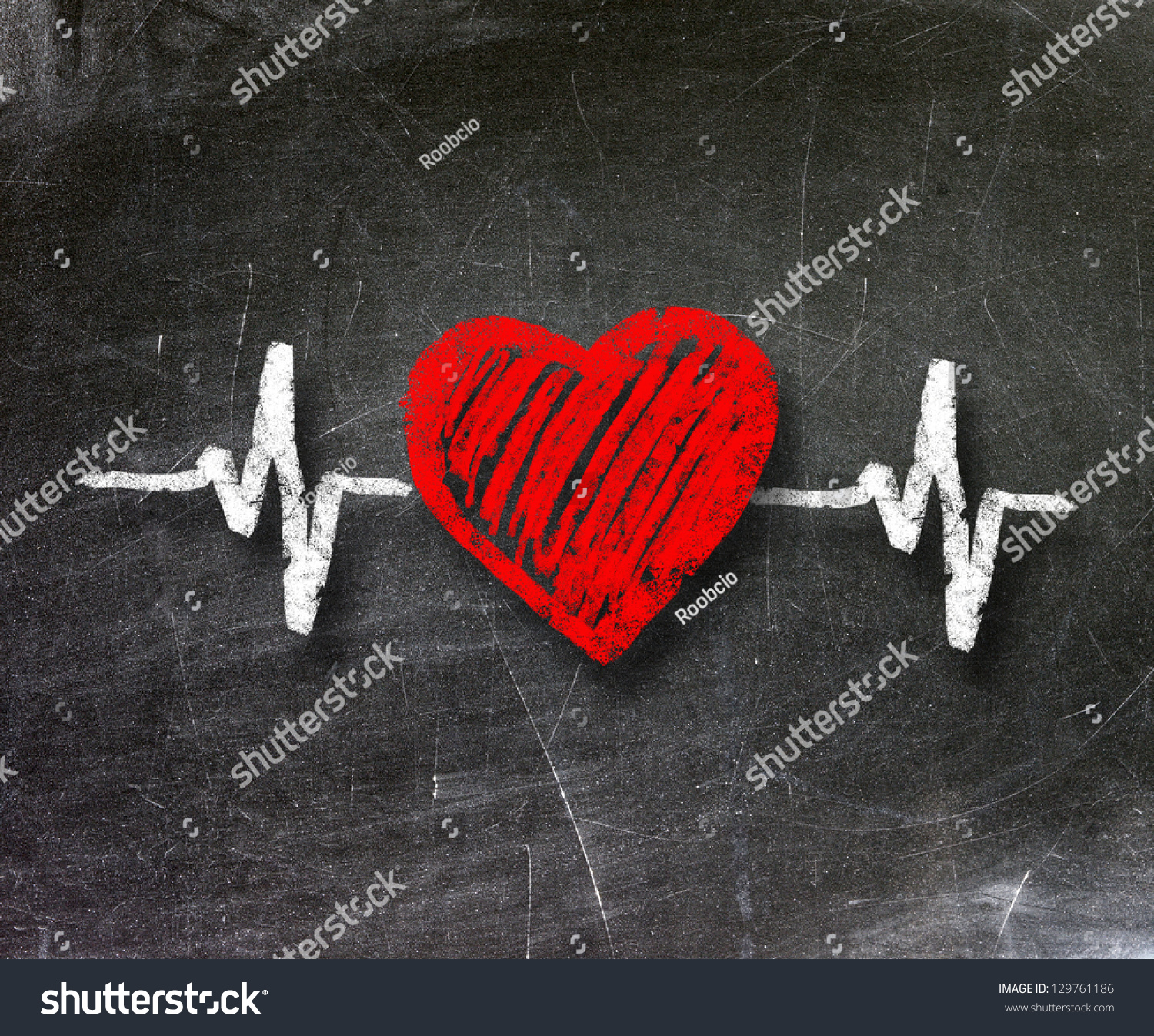 Heartbeat Character And Design, Love Heart On A Chalkboard Stock Photo ...