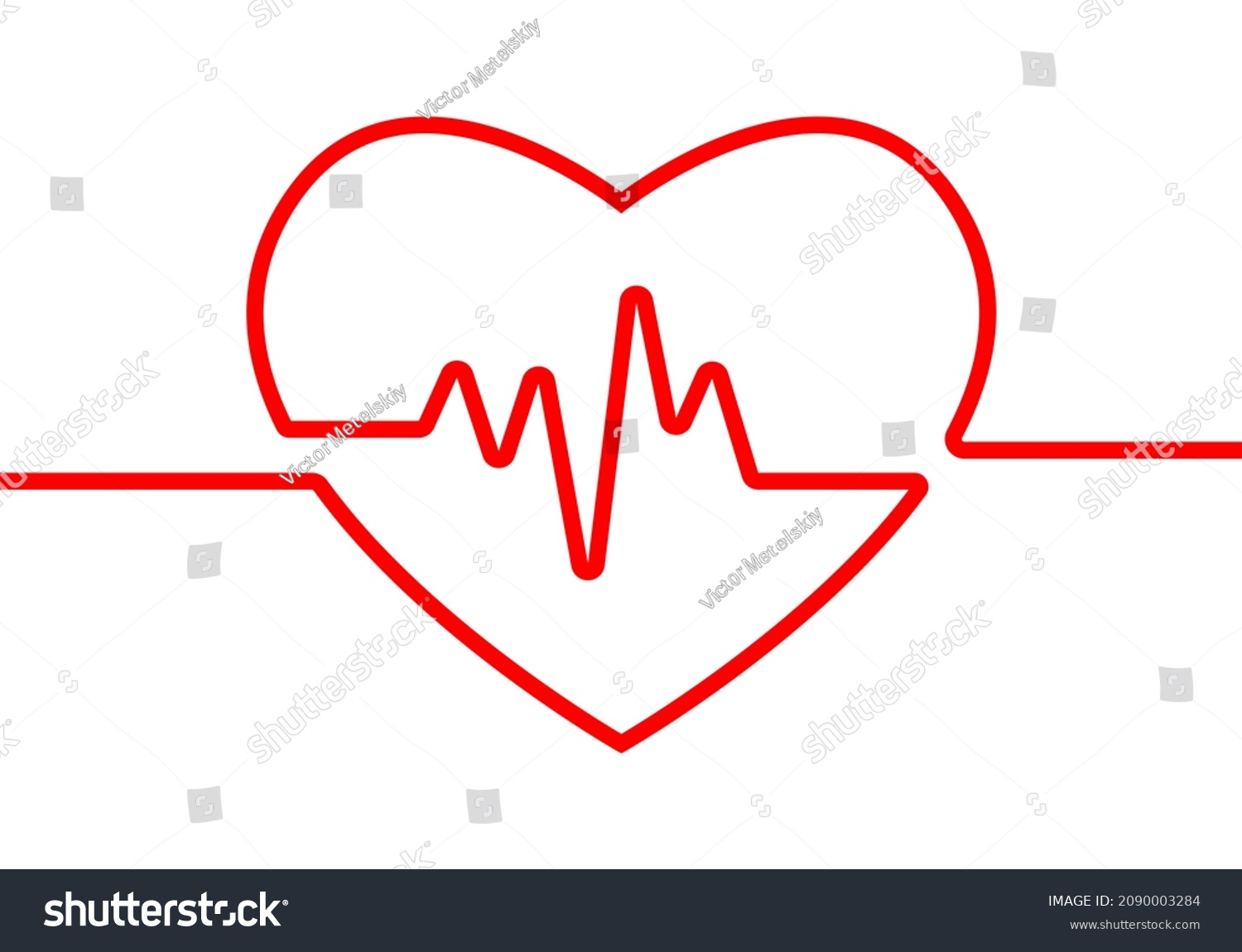 Heartbeat Heart Shape Pulse Line Health Stock Illustration 2090003284 ...