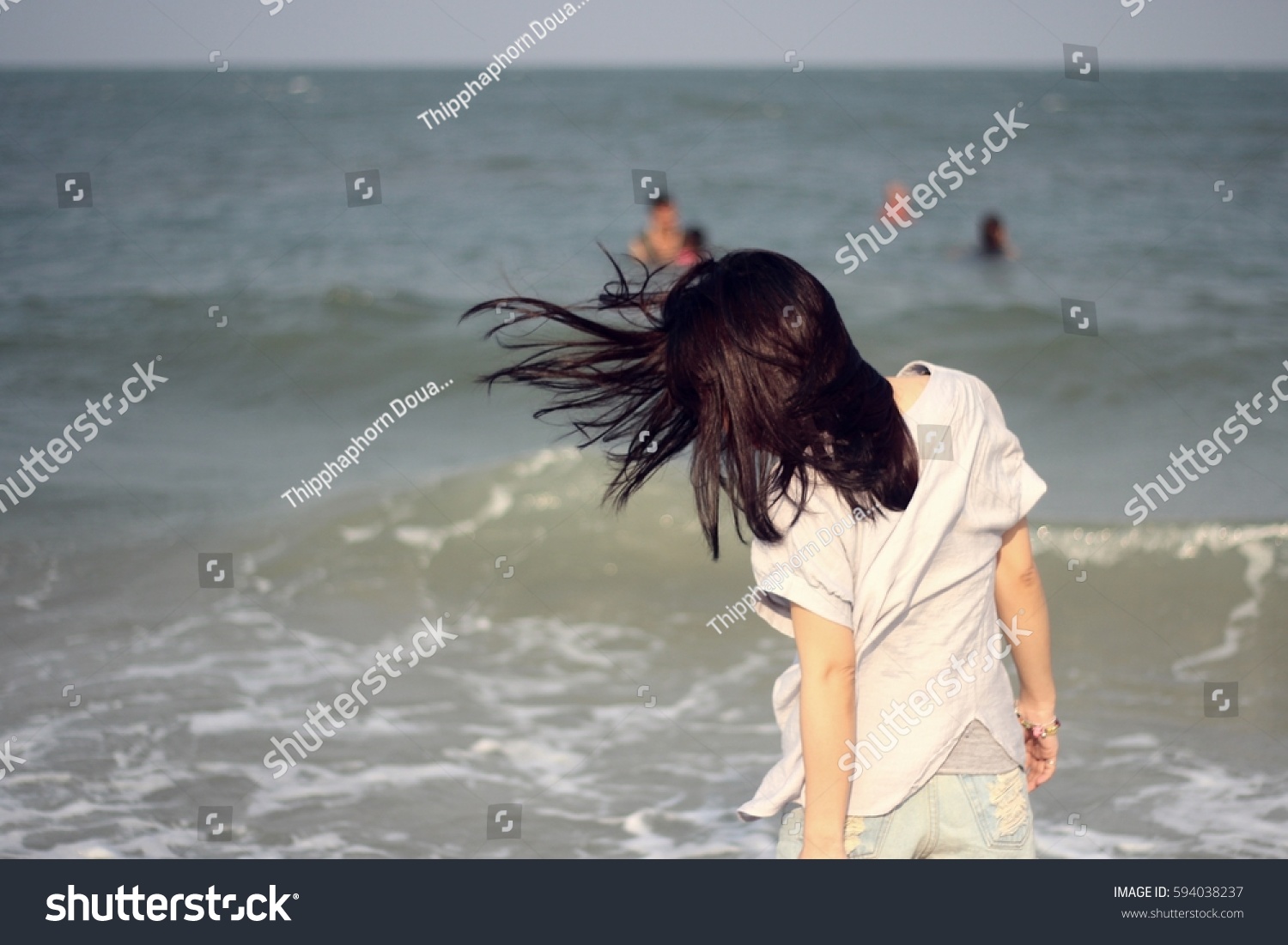 Heavy Windy Blow Hair Young Woman Stock Photo Edit Now 594038237