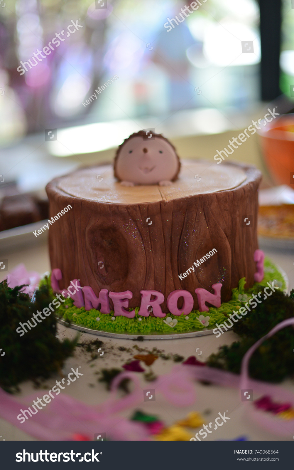 Hedgehog Forest Theme Cake Stock Photo Edit Now 749068564