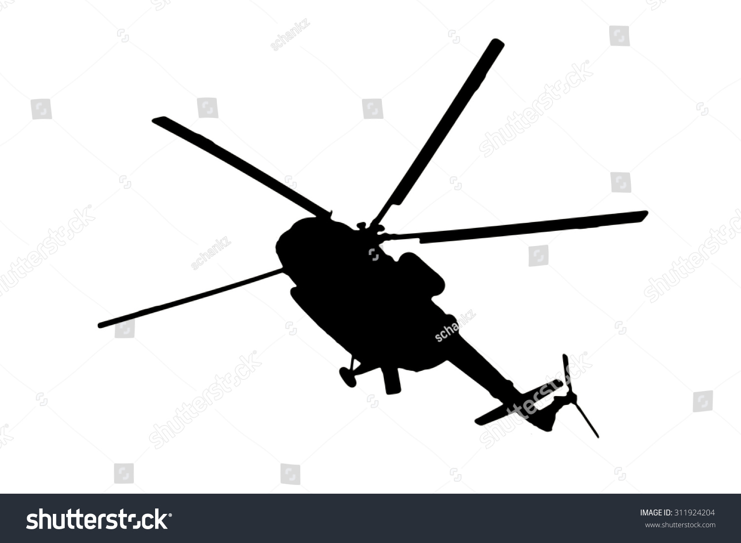 Helicopter Silhouette On White Background Stock Photo 311924204 ...