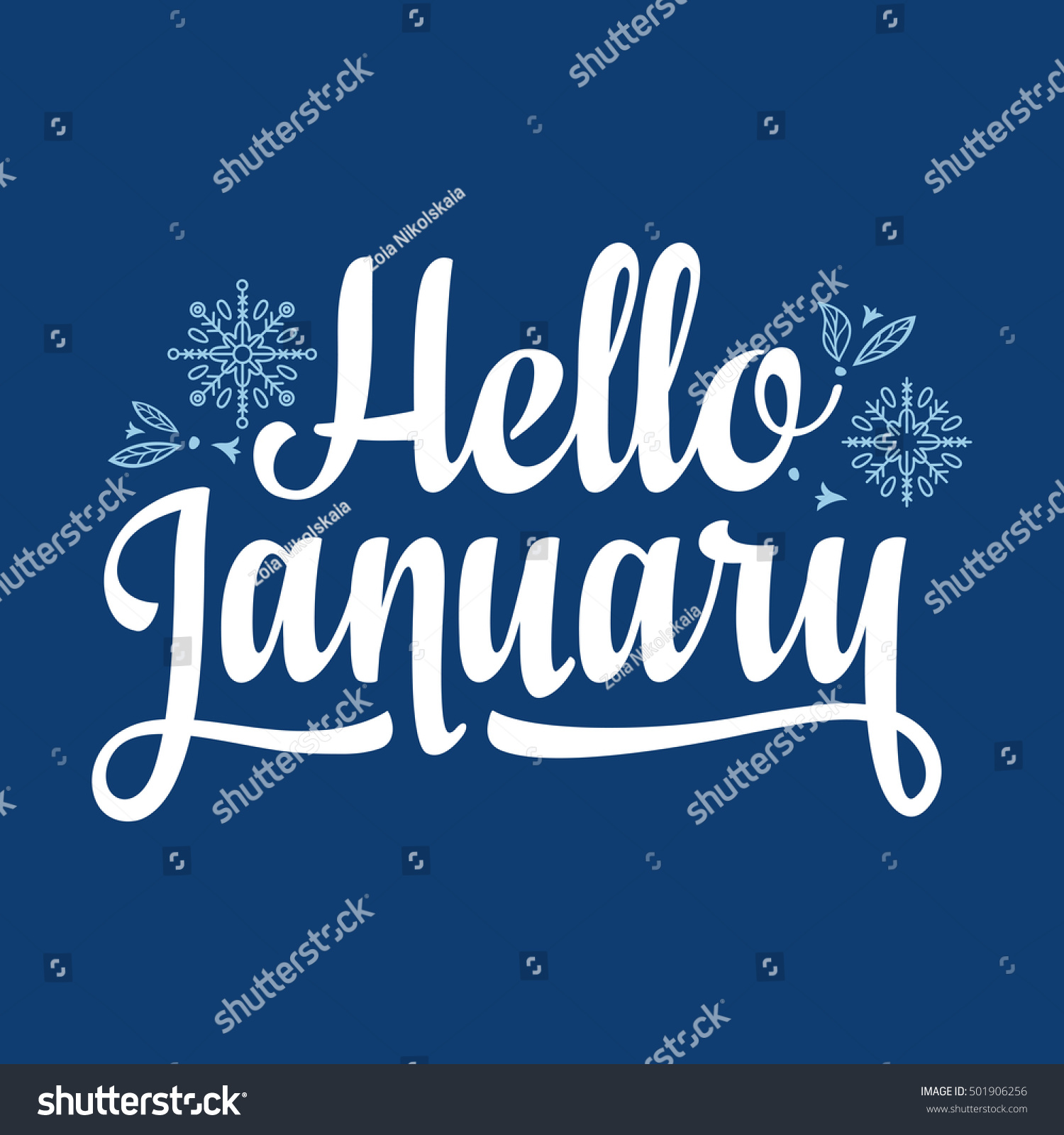 Hello January Text. Retail Message. Best For Sale Banner. Raster Stock ...