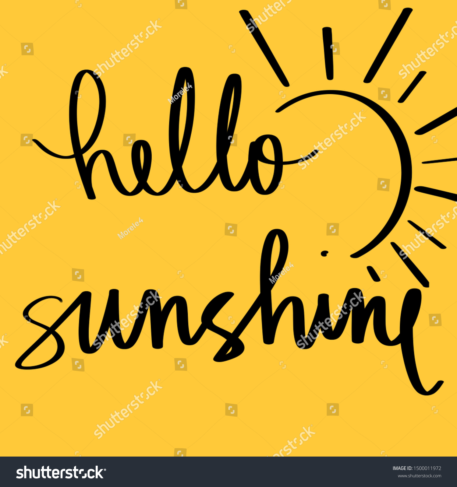 Hello Sunshine Sunny Calligraphy Sign Stock Illustration 1500011972