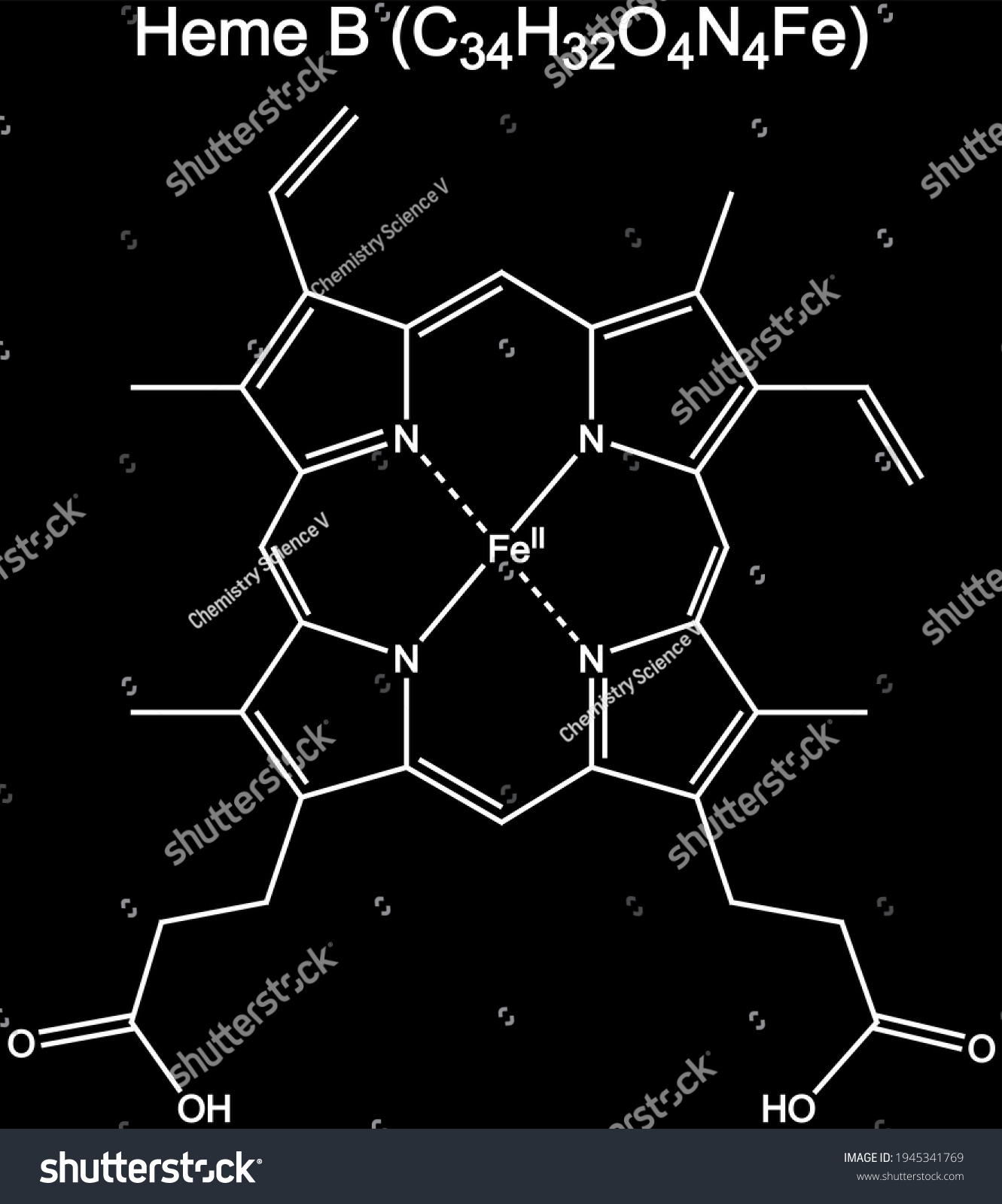 Heme B Protoheme Ix Molecule Chemical Stock Illustration 1945341769 ...