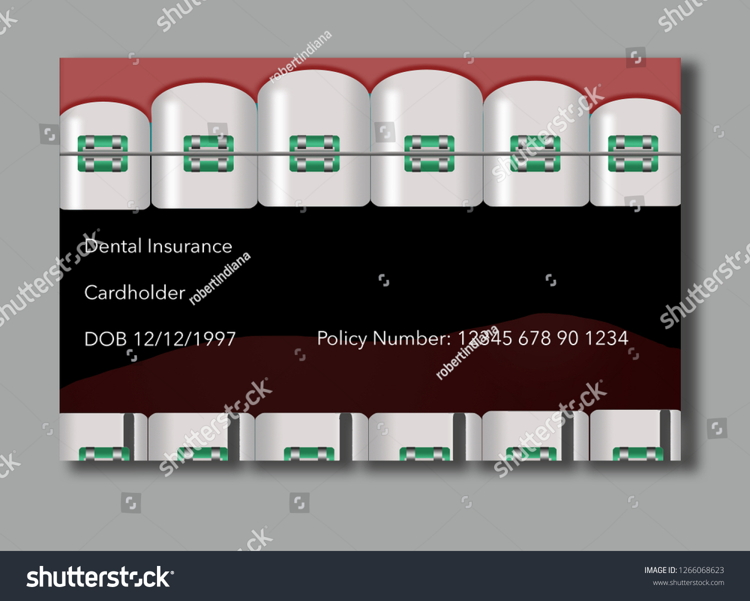 Here Dental Insurance Id Card Teeth Stock Illustration 1266068623 ...