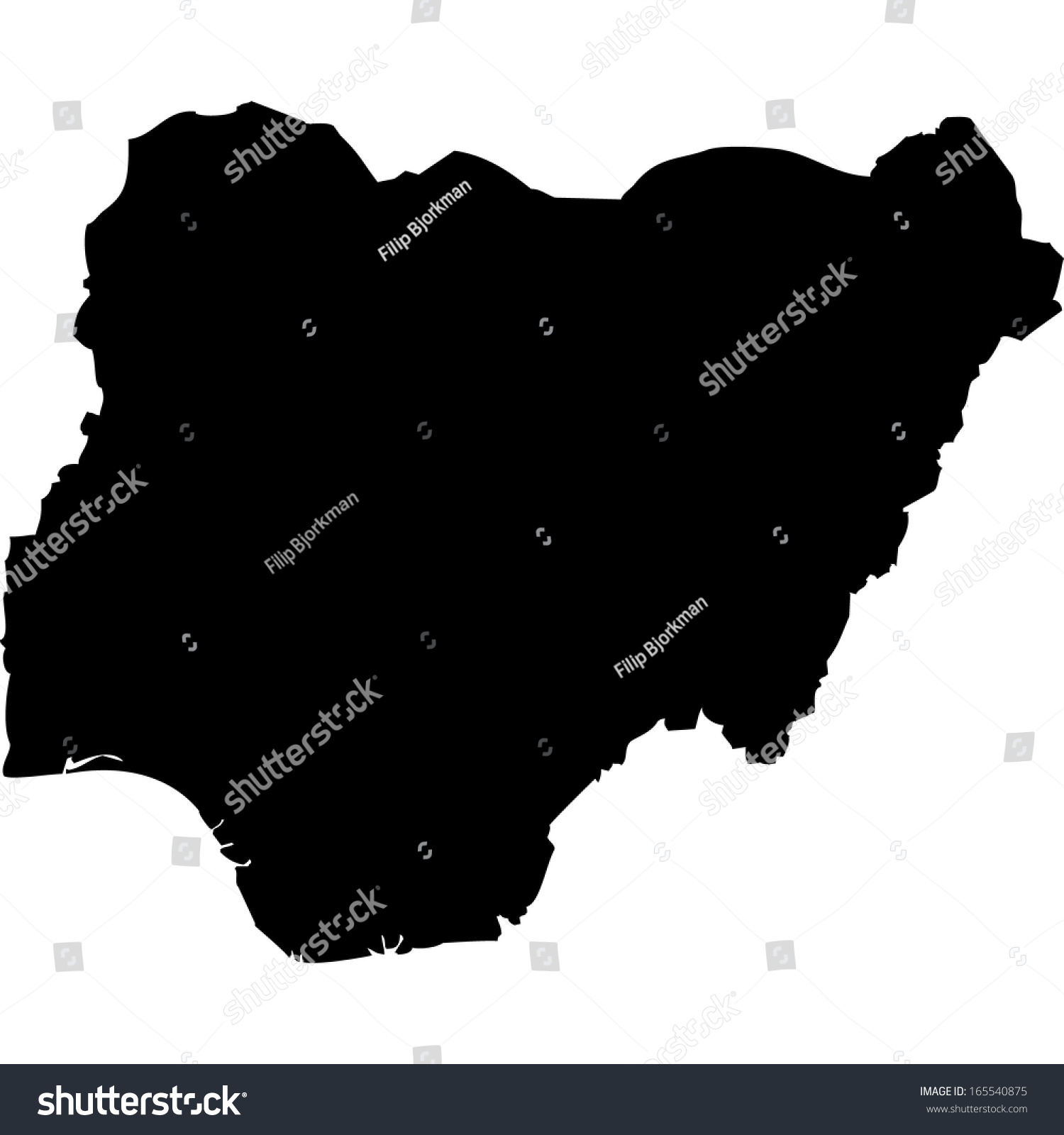 High Detailed Black Illustration Map Nigeria Stock Illustration ...