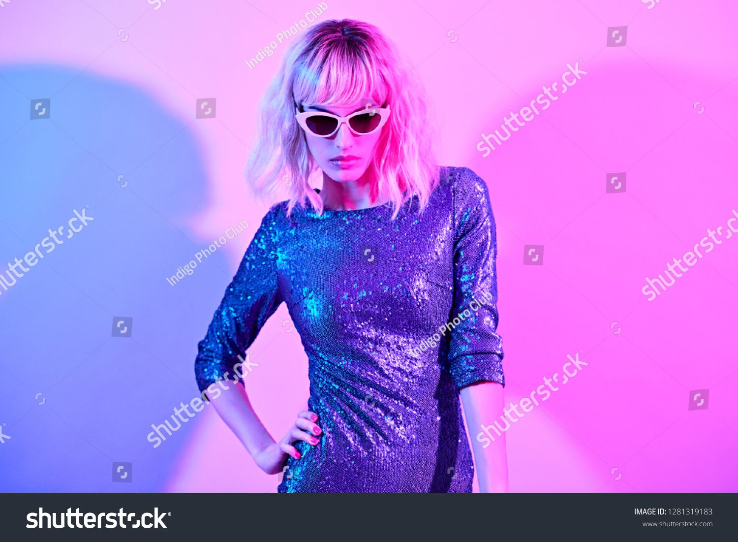 High Fashion Woman Colorful Bright Neon Stock Photo Edit Now