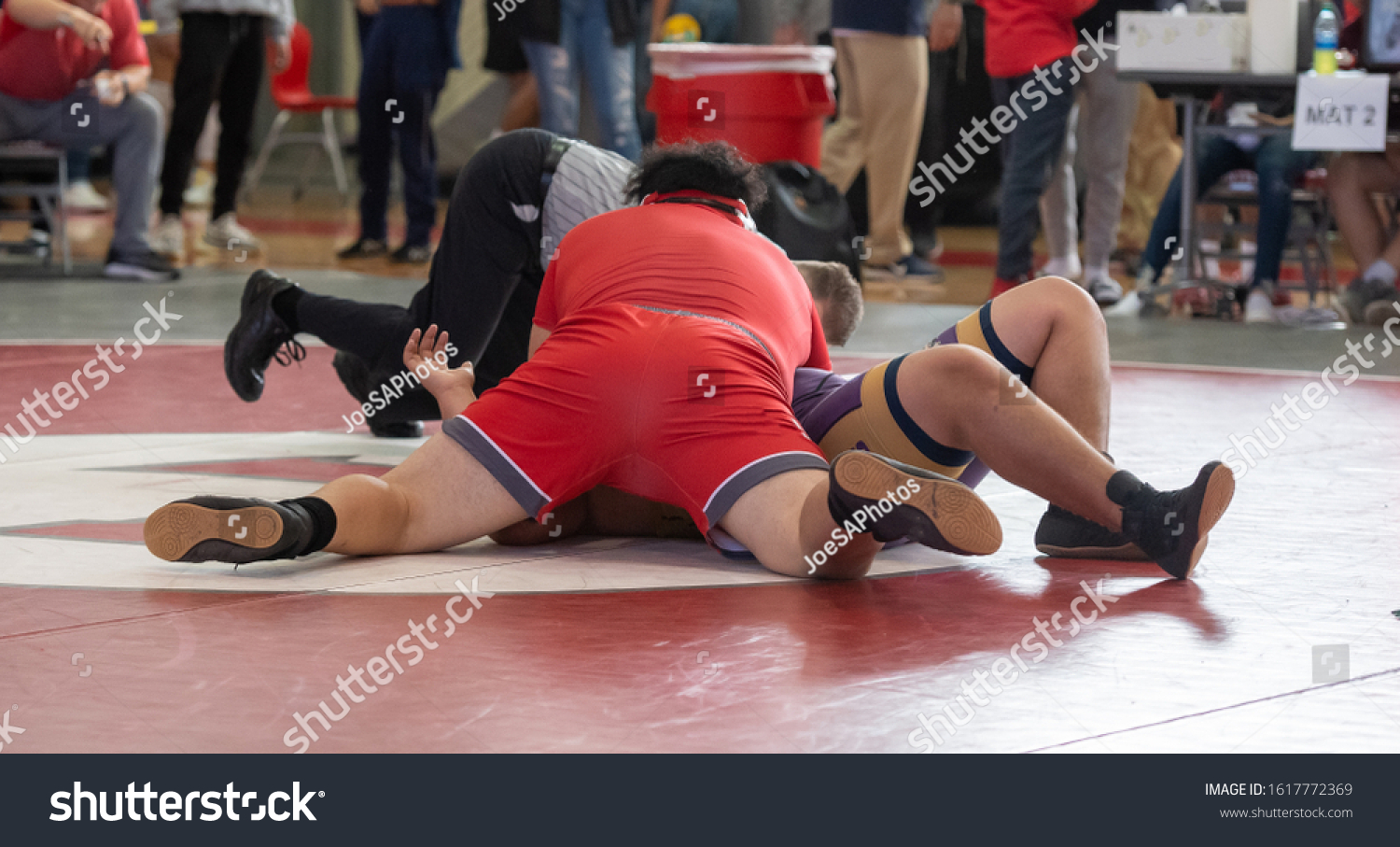 High School Wrestlers Competing Wrestling Meet Stock Photo 1617772369