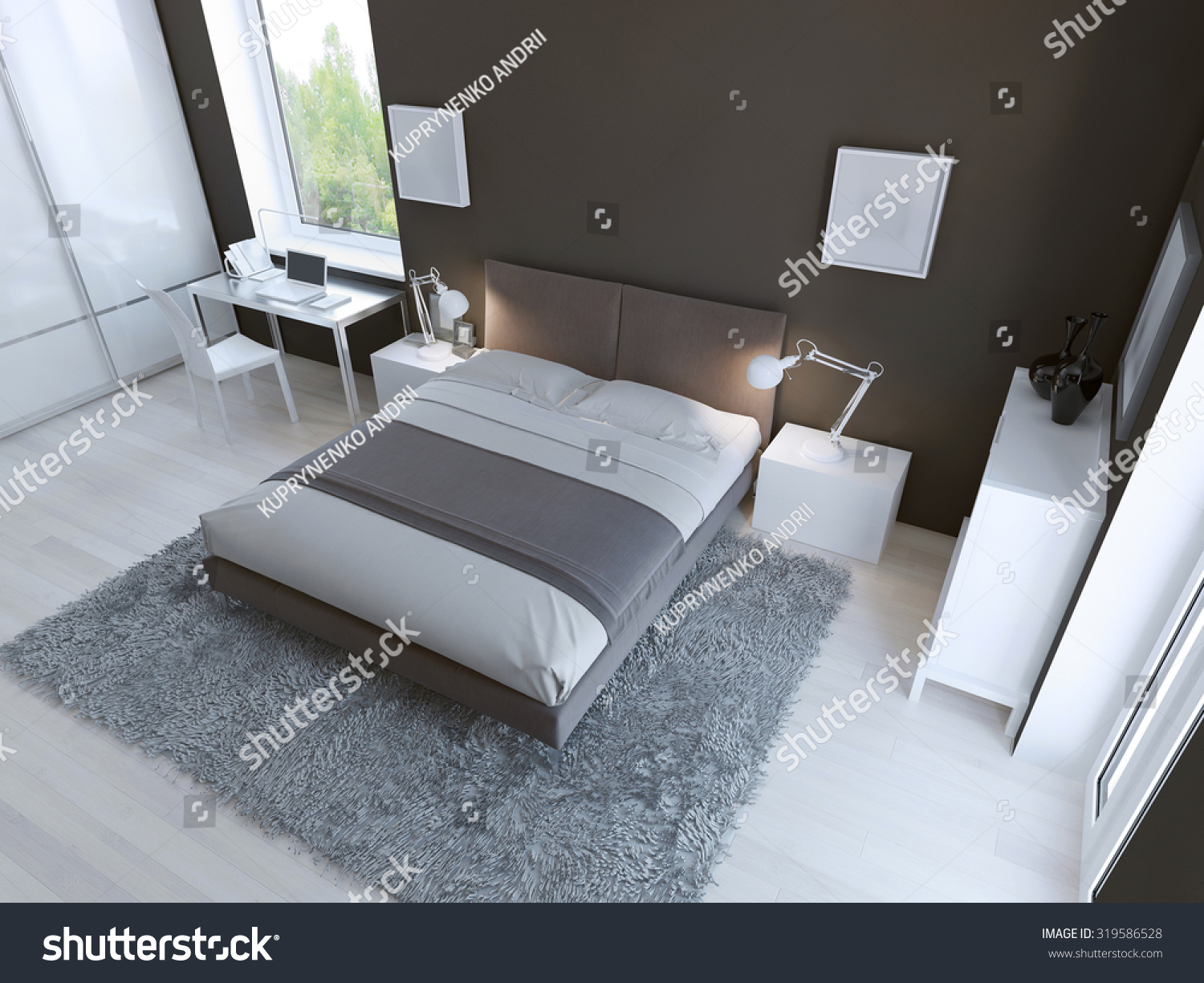 hightech bedroom interior thick pile carpet stock illustration hightech bedroom interior thick pile carpet stock illustration