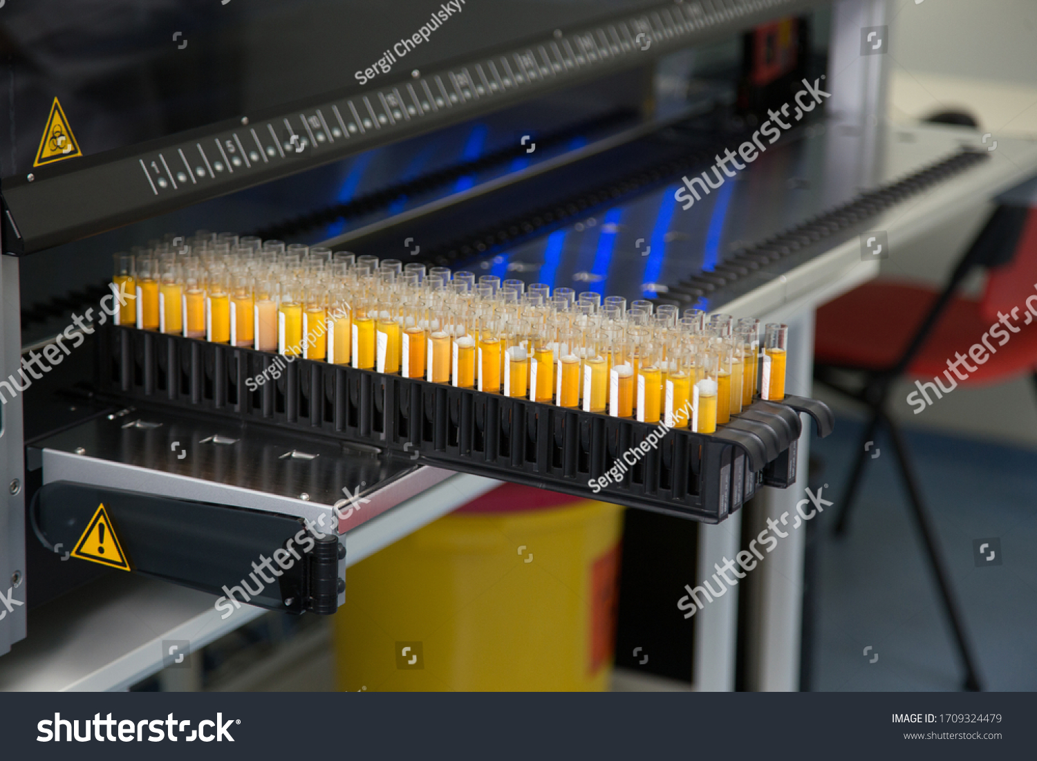 Hightech Biochemical Automatic Analyzer Blood Transfusion Stock Photo