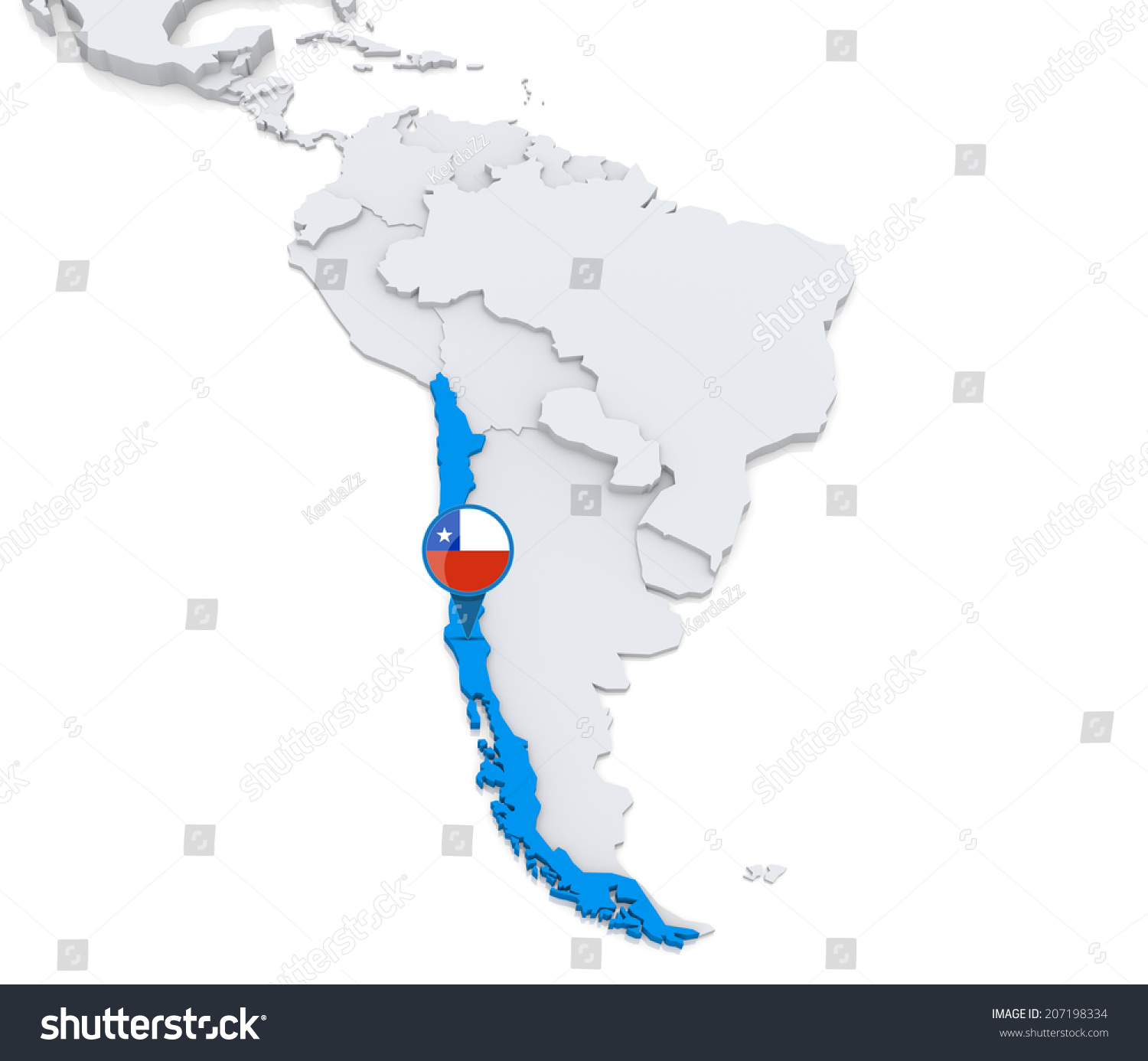 Chile On A Map Of South America Highlighted Chile On Map South America Stock Illustration 207198334 |  Shutterstock