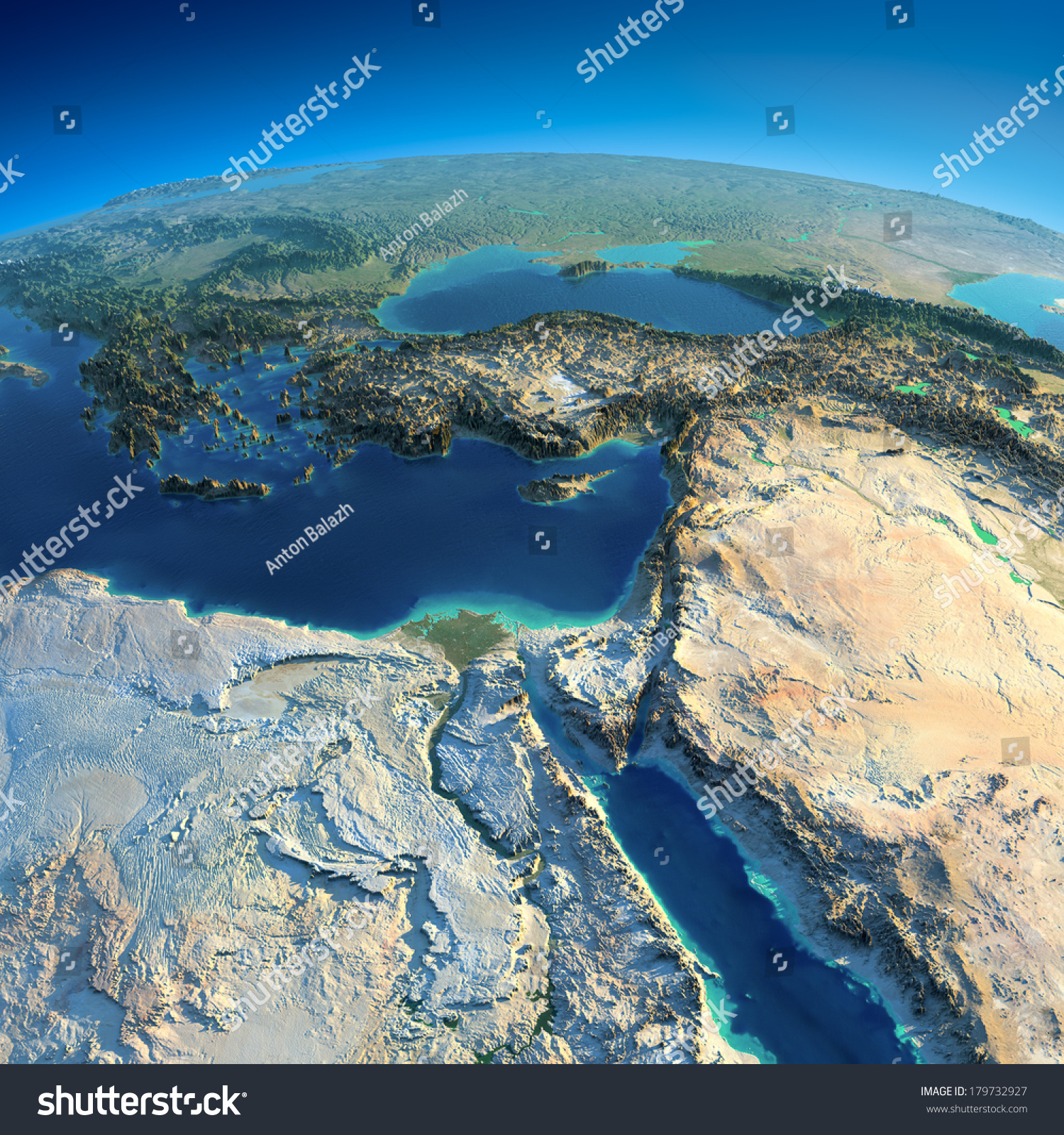 Highly Detailed Planet Earth Morning Exaggerated Stock Illustration ...