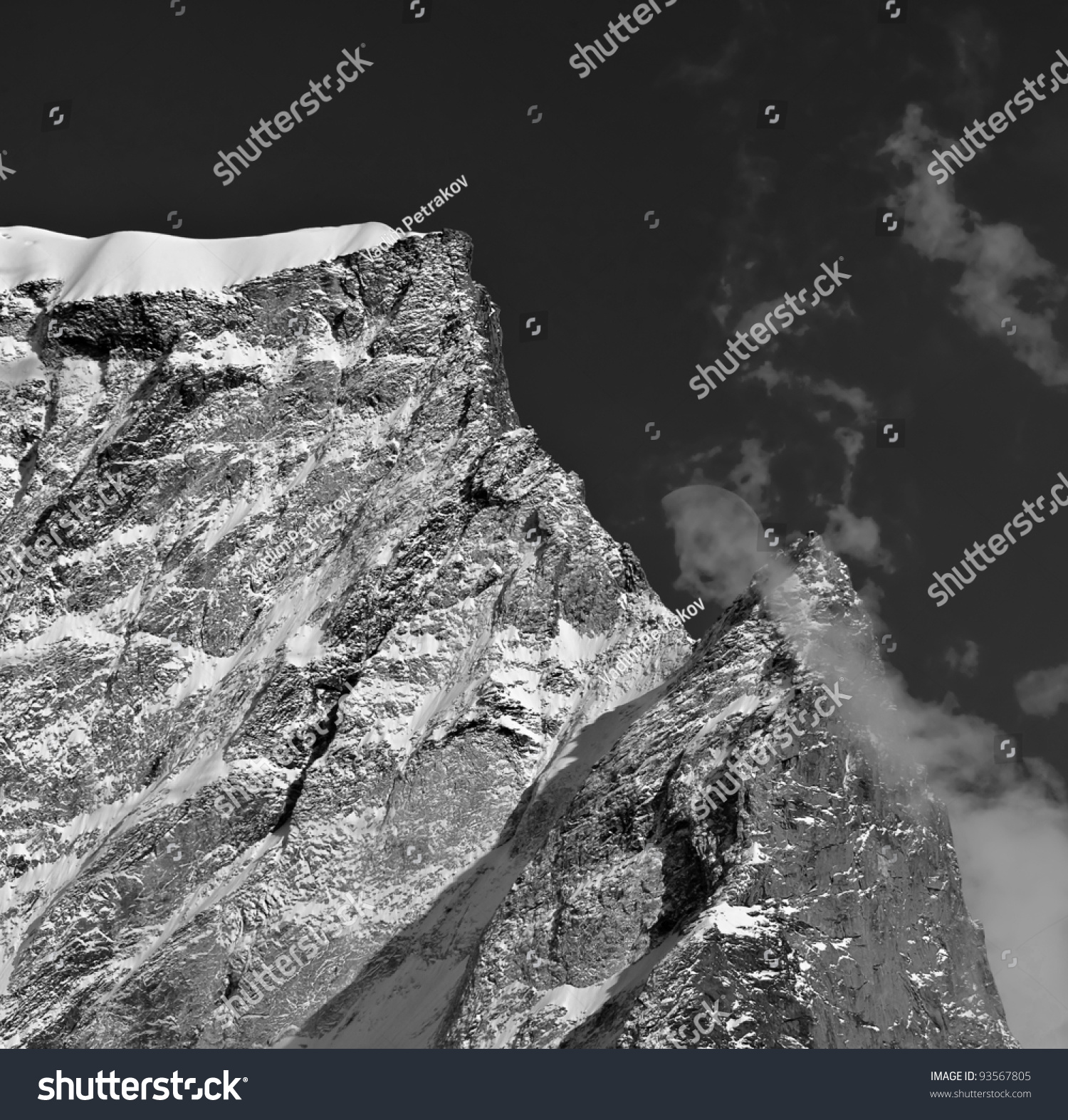 Himalayas Peaks (Black And White) - Nepal, Himalayas Stock Photo ...