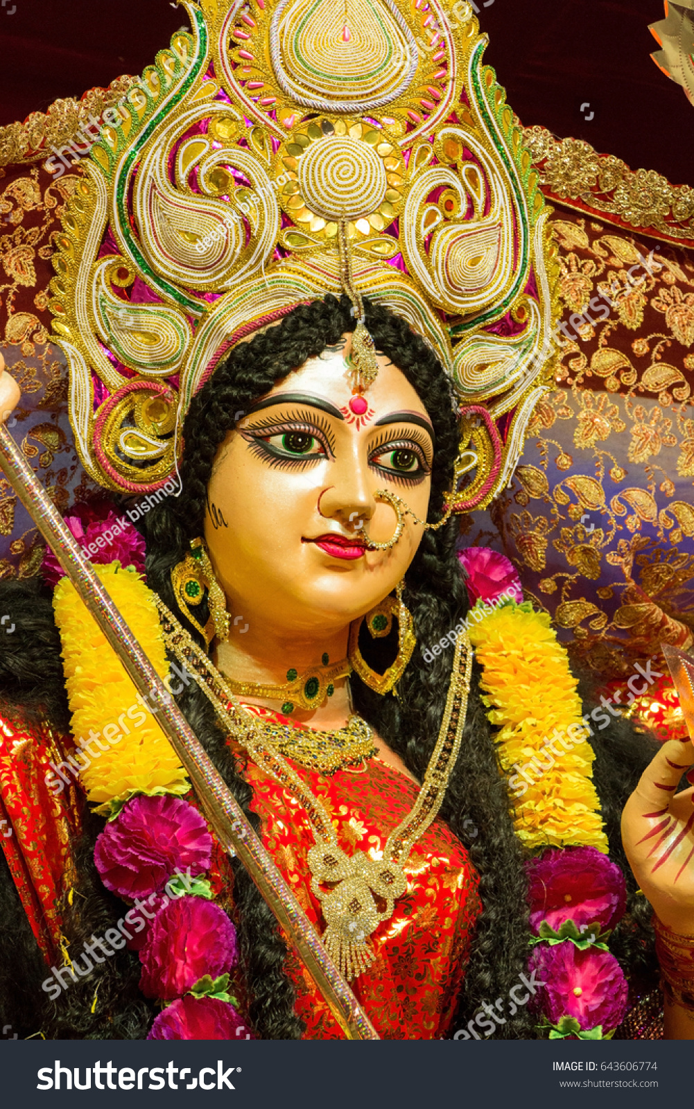 Hindu Festival Navratri Closeup Devi Maa Stock Photo 643606774 ...