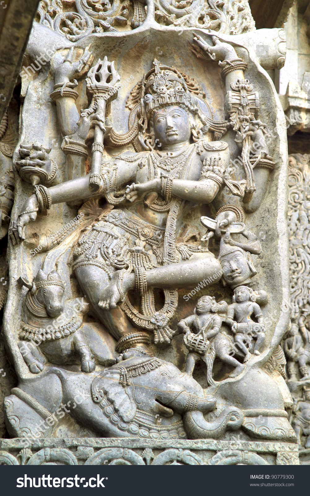 Hindu Goddess Durga, Detail Of The Hoyasala Temple Sculpture At Halebid ...