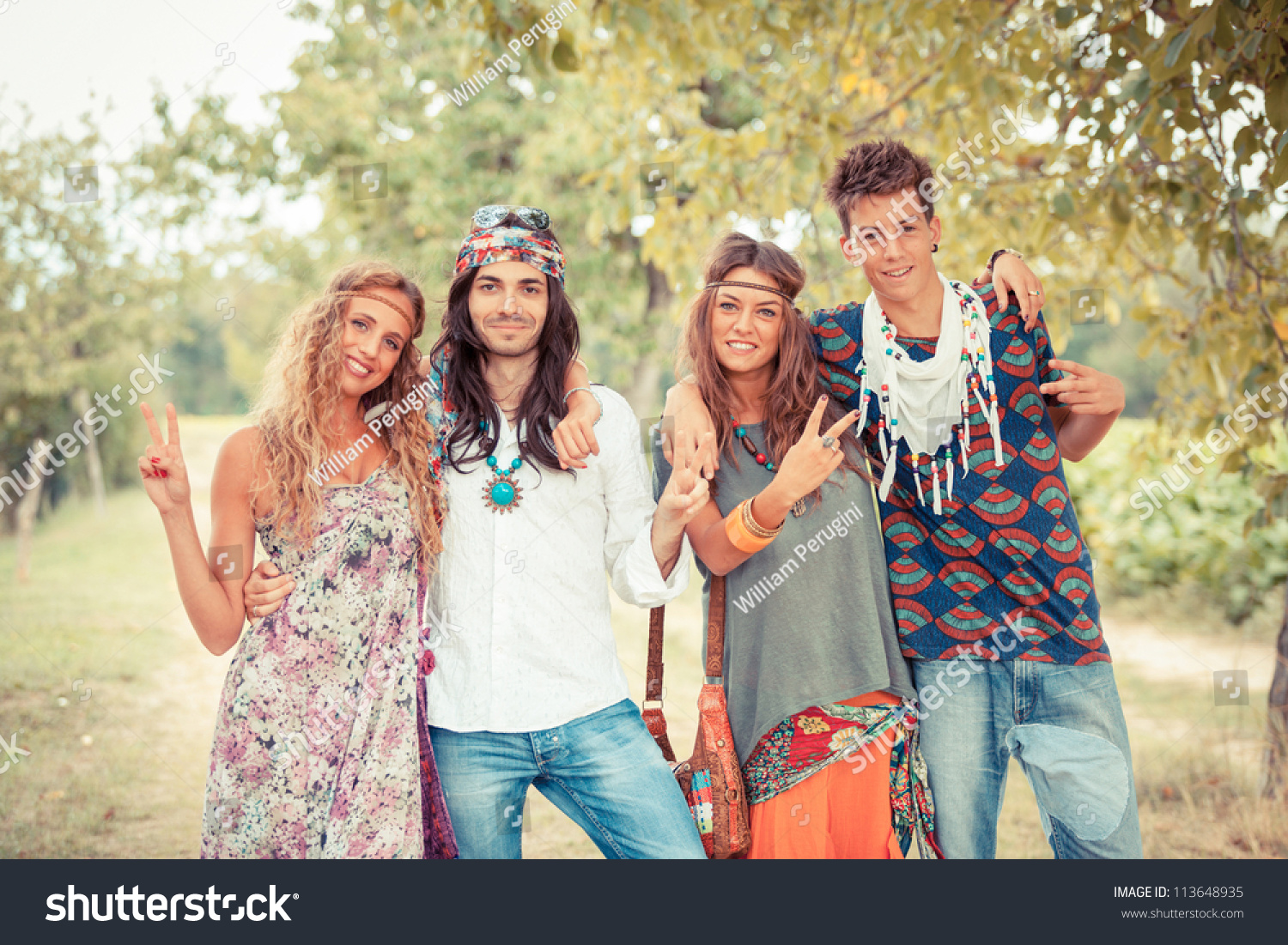 Hippie Group Outside Stock Photo 113648935 : Shutterstock