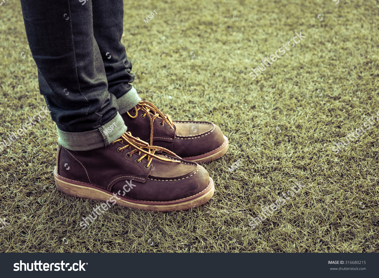 Hipster Man Fashion Brown Leather Boots 