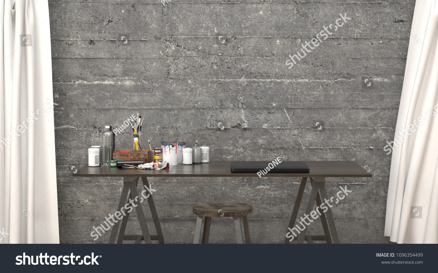 Hipster Modern Office Design Studio Interior Stock Illustration