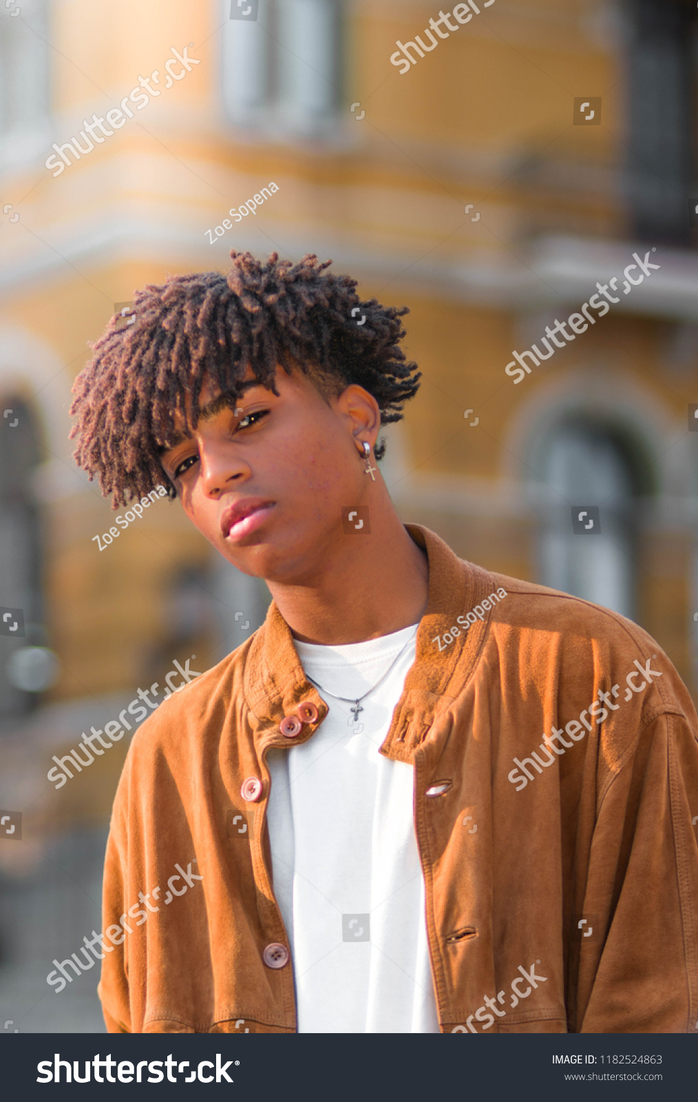 Hispanic Black Young Man Model Afro Stock Photo Edit Now 1182524863