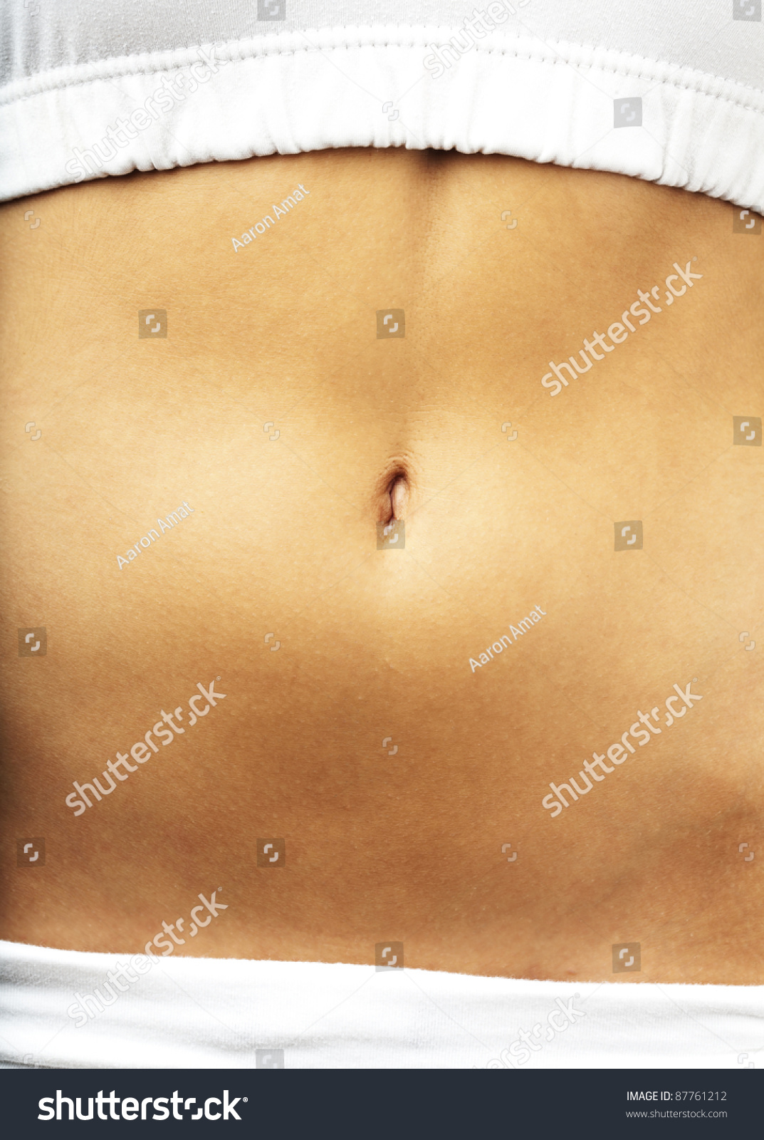 Hispanic Woman Belly Button Clos