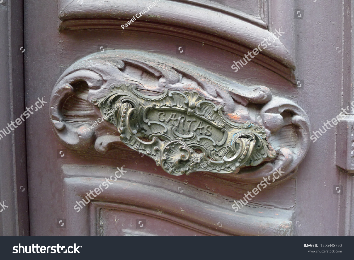 Historic Letter Box Door Handle Old Stock Photo Edit Now 1205448790