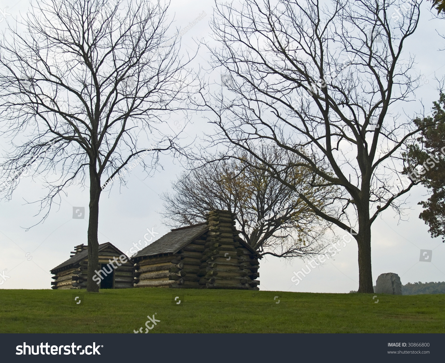 Historic Log Cabins On Hillside Valley Stock Photo Edit Now 30866800